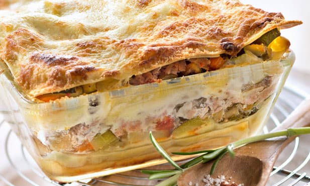 Lasanha de atum e vegetais