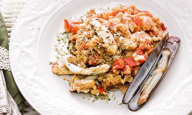 Migas de lingueirão com orégãos