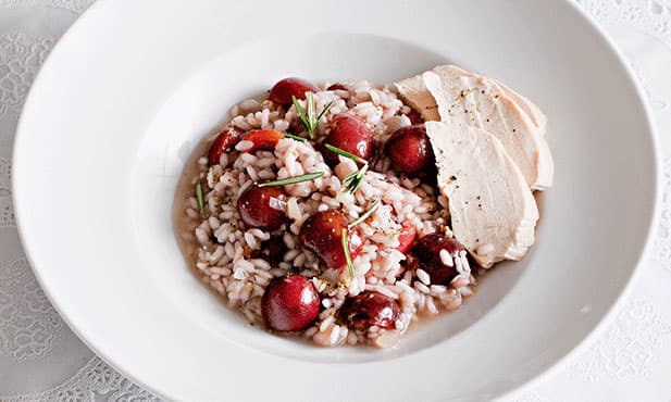 Risotto de frango e cereja