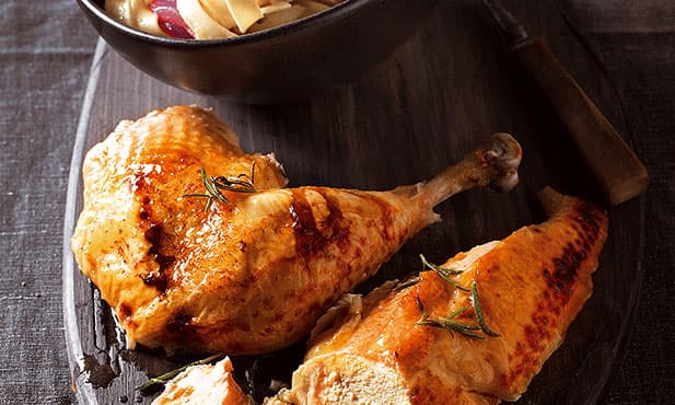 Frango com cerveja e tagliatelle