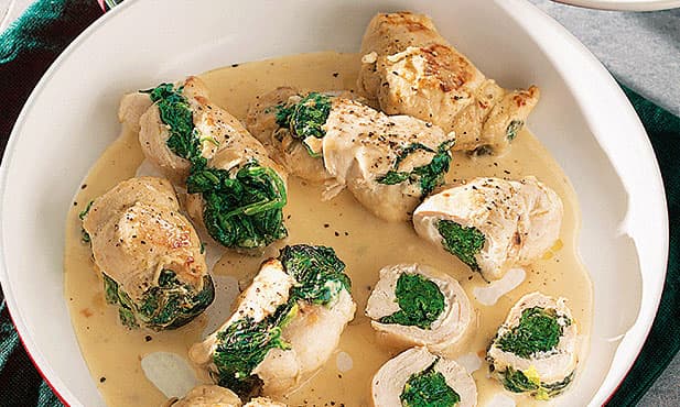 Frango com espinafres