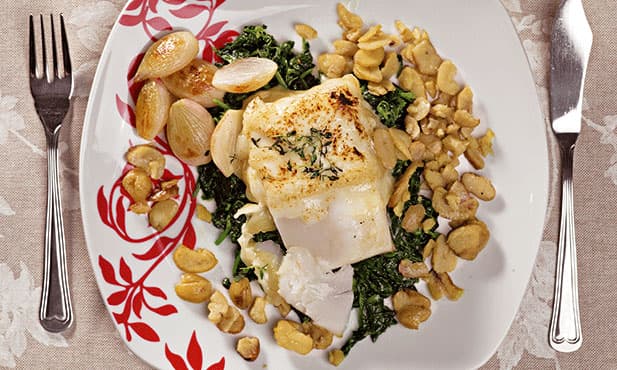 Bacalhau gratinado com castanhas
