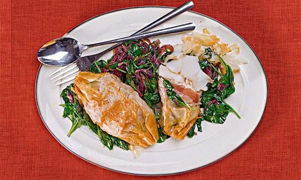 Bacalhau em massa filo