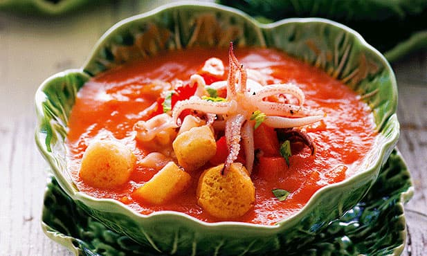 Creme de tomate com lulas