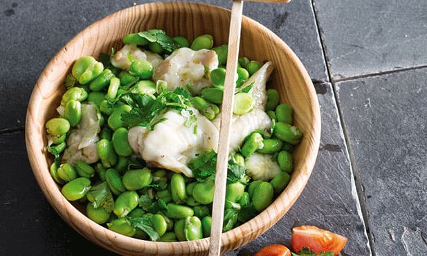 Línguas de bacalhau com favas