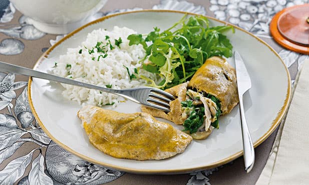 Pastéis de frango e cogumelos