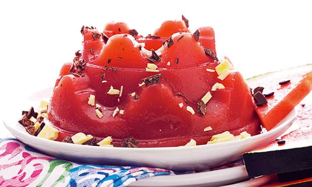 Pudim gelado de melancia