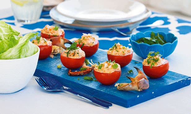 Tomate recheado com sapateira