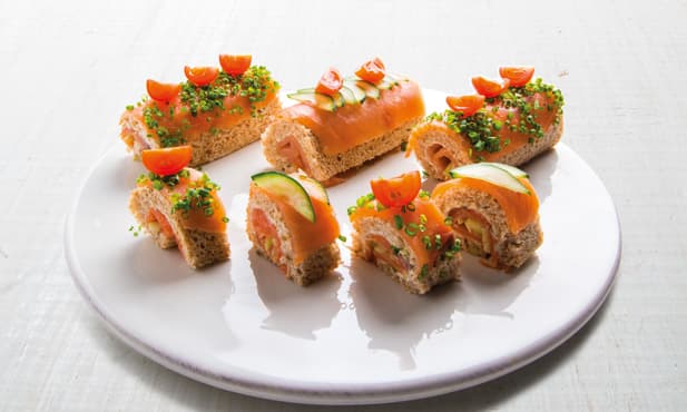 Tortas de salmão fumado