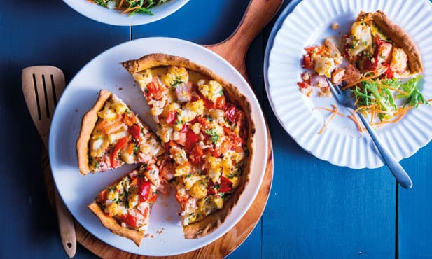 Quiche de salmão e pimentos