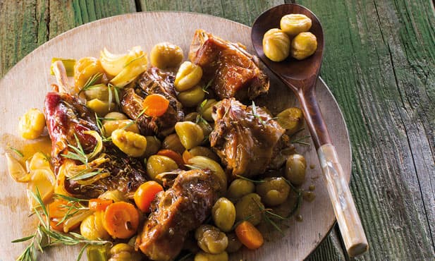Cabrito no forno com castanhas