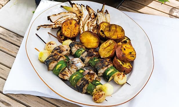 Espetadas de cavala com courgette
