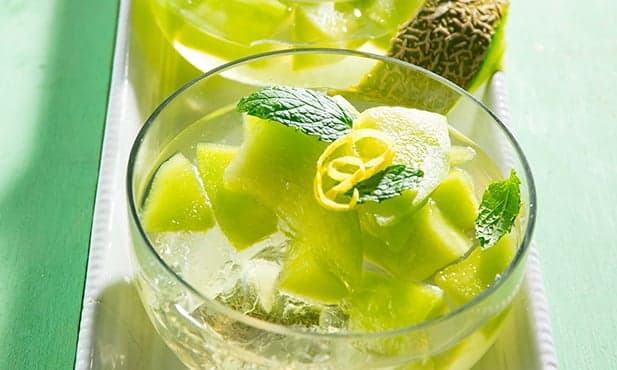 Gelatina de meloa e rum