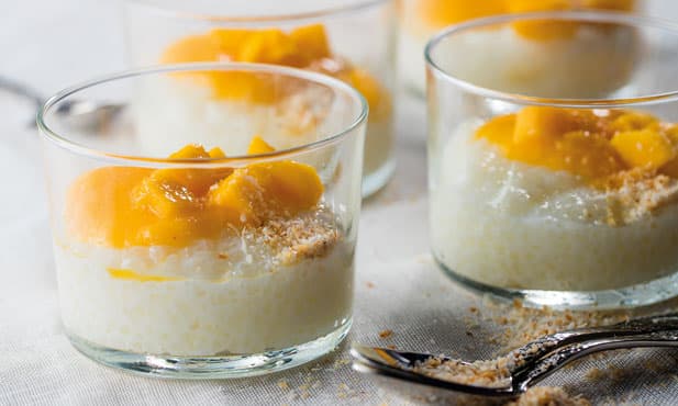 Tapioca com coco e manga