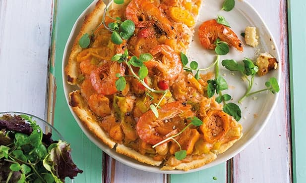 Tarte de camarão e pimentos