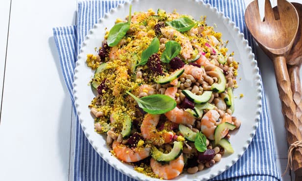 Salada de gambão com feijão-frade