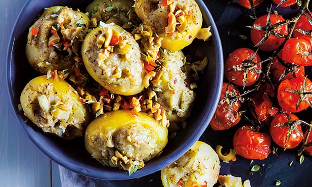 Batatinhas recheadas com pesto e...
