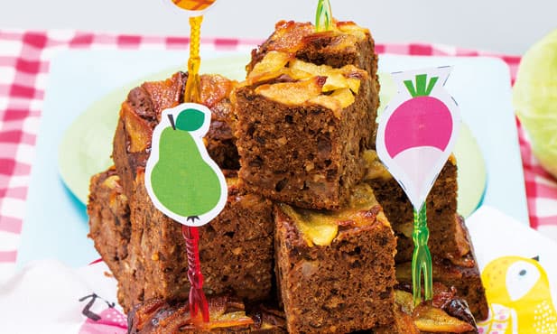 Cubos de chocolate e pêra