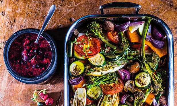 Legumes com piso de frutos vermelhos
