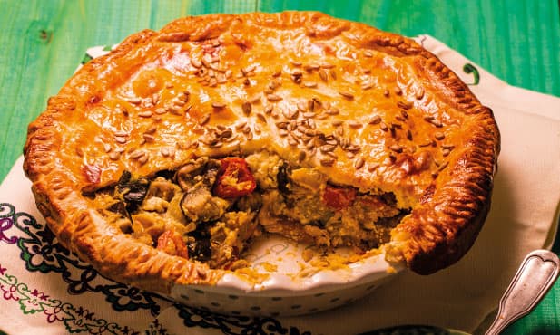 Pie com cogumelos e especiarias