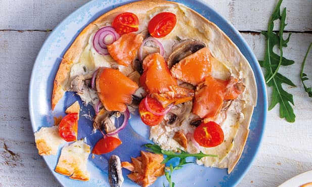 Pizza rápida de salmão