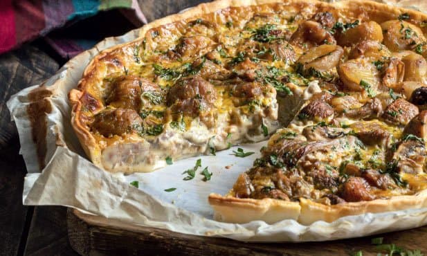Tarte de castanhas e queijo de cabra