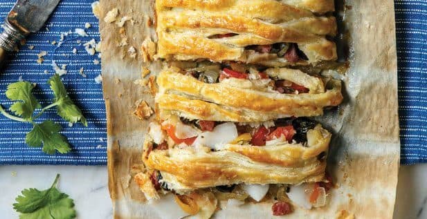 Strudel de bacalhau com presunto
