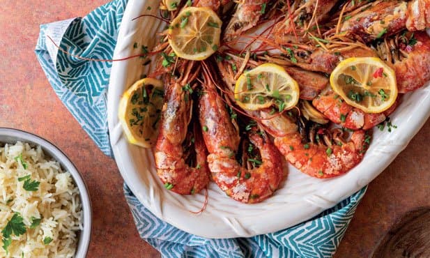 Gambão no forno com arroz de salsa