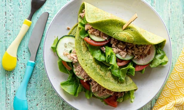Crepes verdes com atum