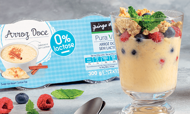 Arroz-doce sem lactose com frutos...