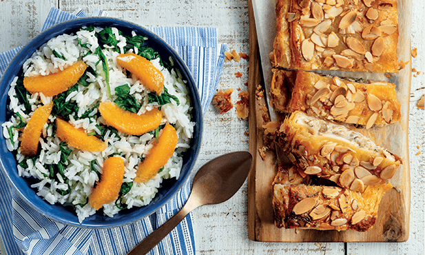 Folhado de frango com arroz de...
