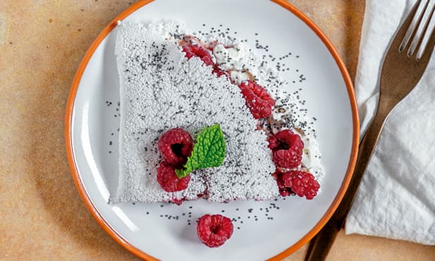 Tapioca com queijo e doce de frutos...