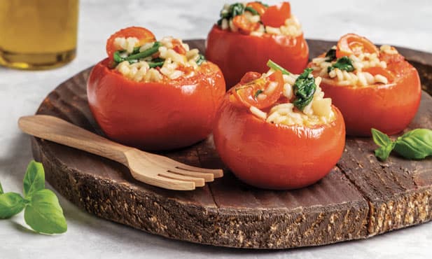 Tomate recheado com risotto
