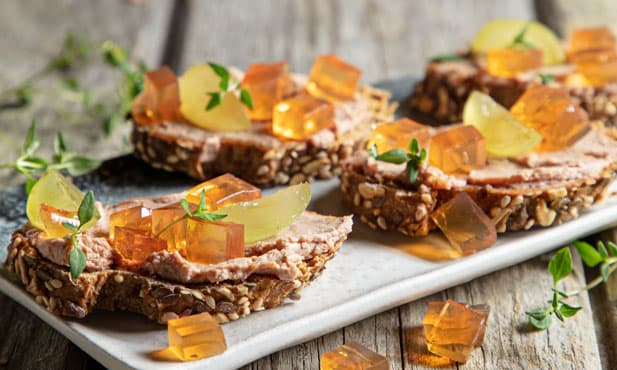 Gelatinas de Moscatel com foie gras
