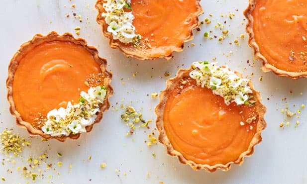 Tartelettes de toranja e pistácios