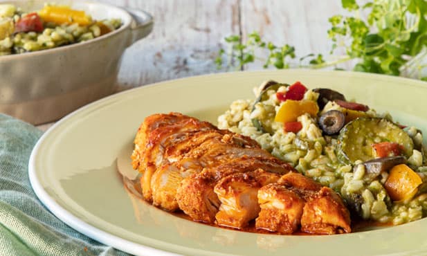 Peito de frango com risotto de...