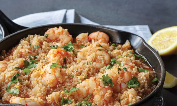 Quinoa com camarão
