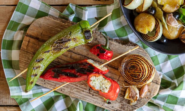 Espetada de pimentos recheados
