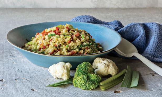 Salteado de legumes com bacon