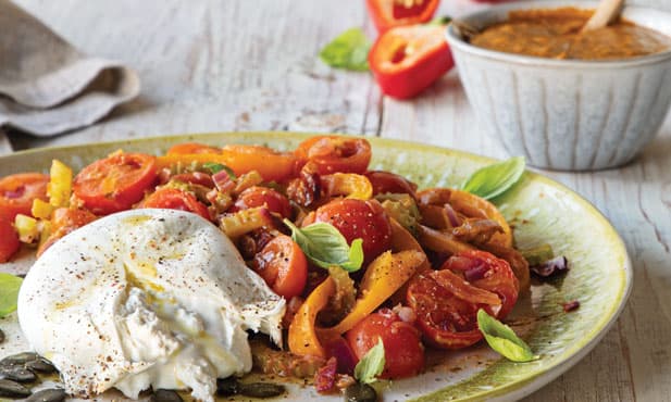 Mistura de legumes com burrata