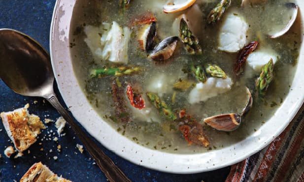 Açorda de bacalhau com amêijoas