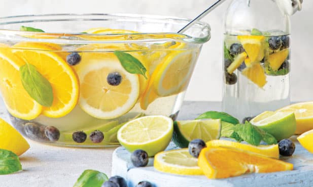 Infusão de citrinos com mirtilos