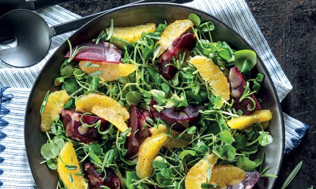 Salada de agrião com beterraba e...