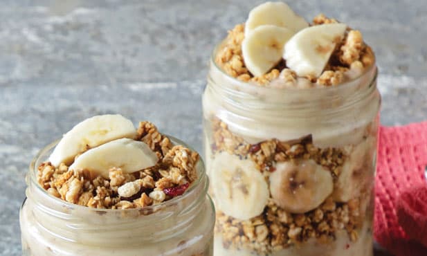 Trifle de banana com granola
