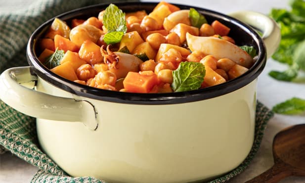 Guisado de grão com lulas