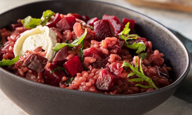 Risotto de beterraba com queijo...